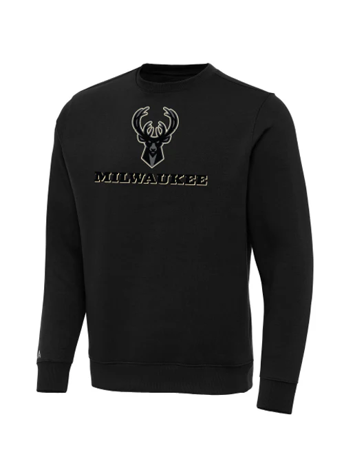 Antigua Merit Night Vision Milwaukee Bucks Crewneck Sweatshirt