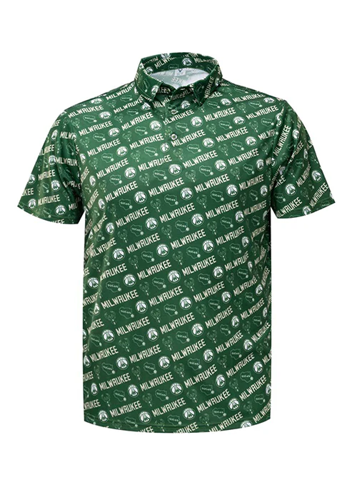Bucks Pro Shop All Over Print Milwaukee Bucks Polo