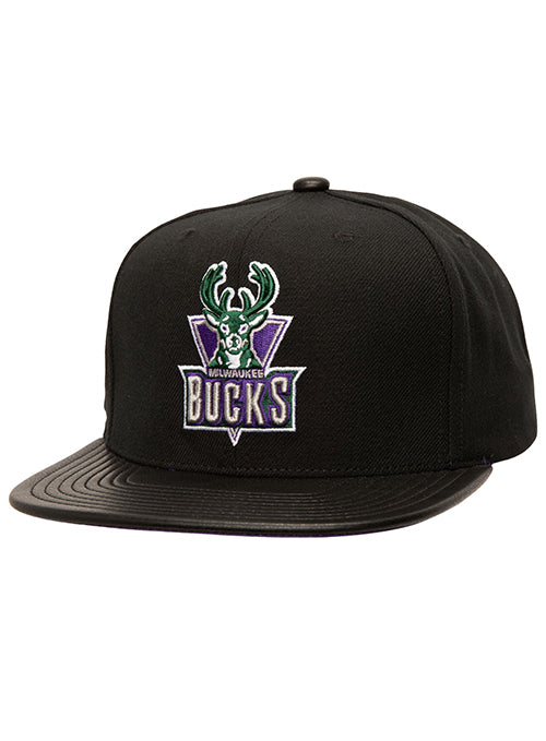 Mitchell & Ness HWC '93 Leather Strap Milwaukee Bucks Snapback Hat