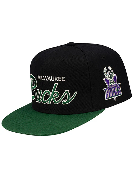 Mitchell & Ness HWC Team Script 2.0 Milwaukee Bucks Snapback Hat