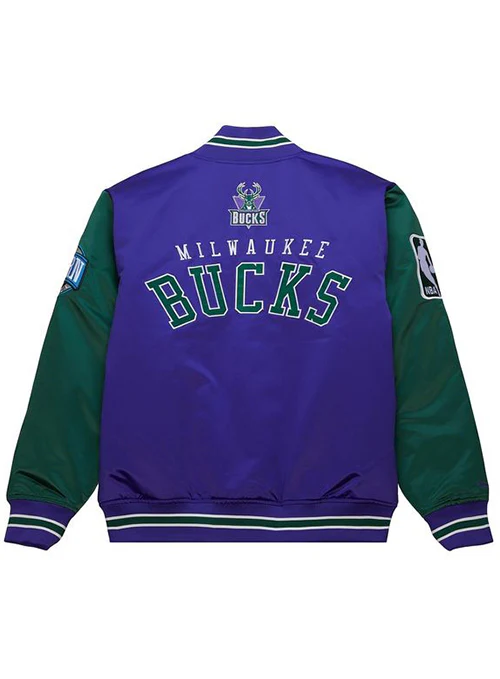 Mitchell & Ness HWC '93 Primetime Milwaukee Bucks Satin Jacket - Image 2