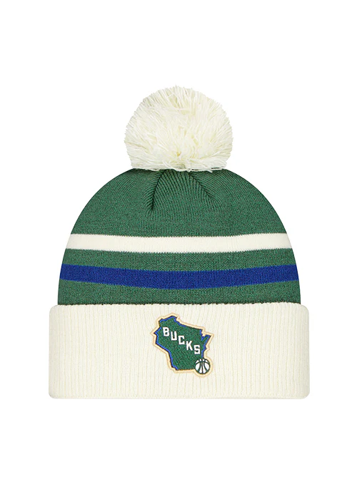 New Era 2025-26 City Edition State Milwaukee Bucks Pom Cuff Knit Hat