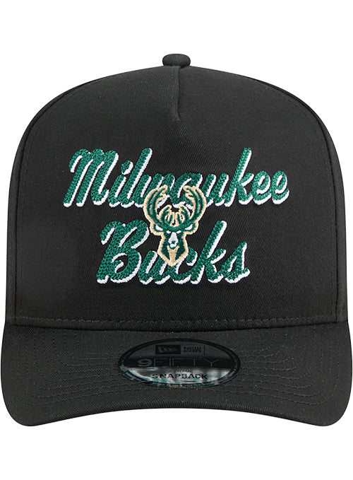 New Era 9Fifty A-Frame Chainstitch Milwaukee Bucks Snapback Hat - Image 3