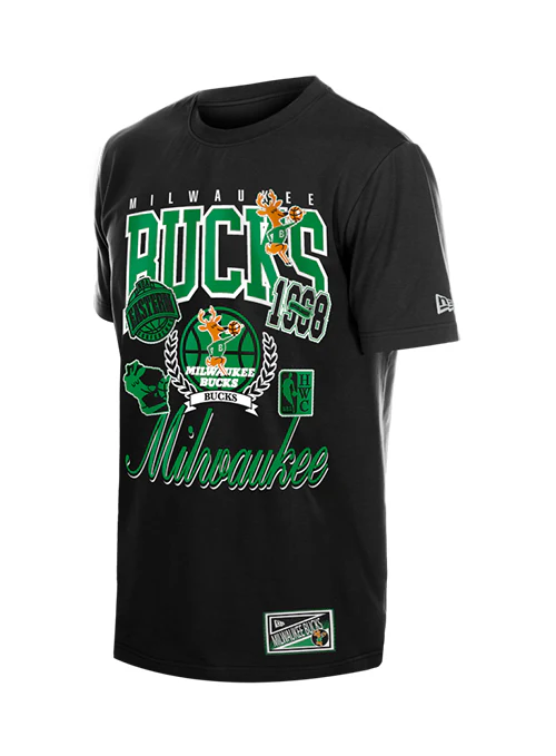 New Era Classics Black Milwaukee Bucks T-Shirt