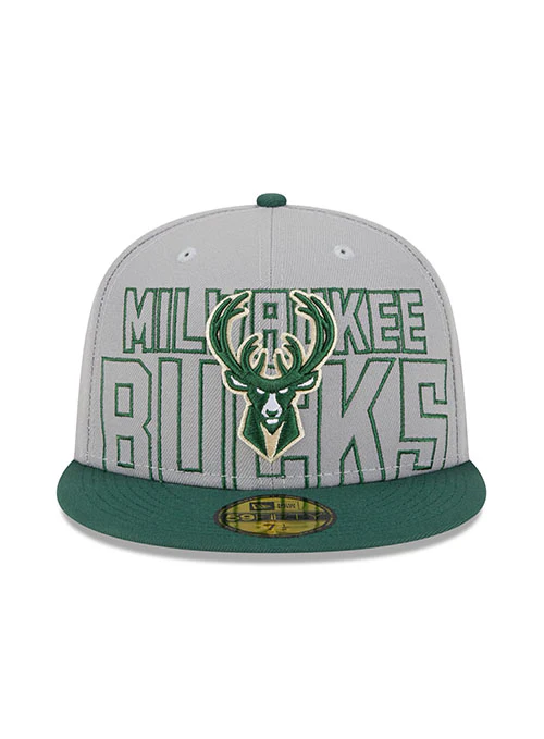 New Era Draft 2023 Grey 59FIfty Milwaukee Bucks Fitted Hat - Image 3