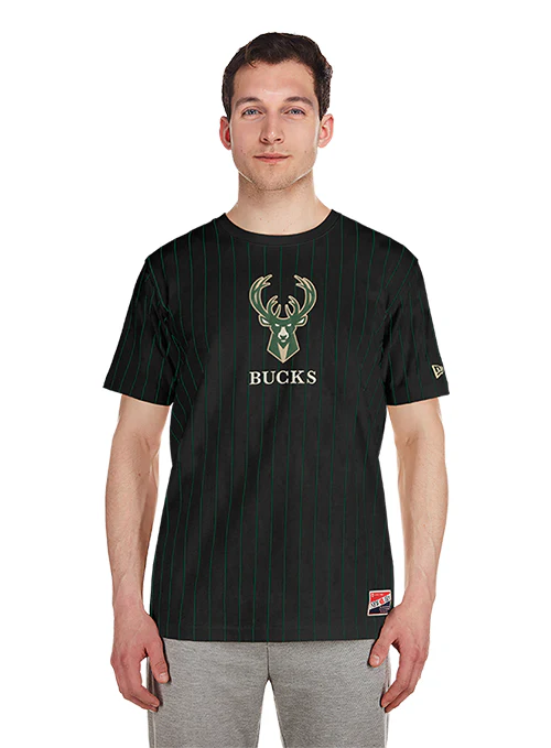 New Era Game Day Milwaukee Bucks Pinstripe T-Shirt - Image 2