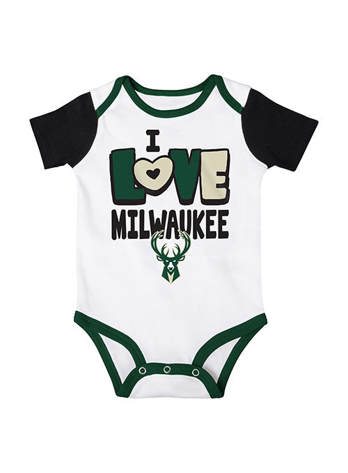 Newborn Girl's Love & Basketball Milwaukee Bucks 3 Piece Set - Image 2
