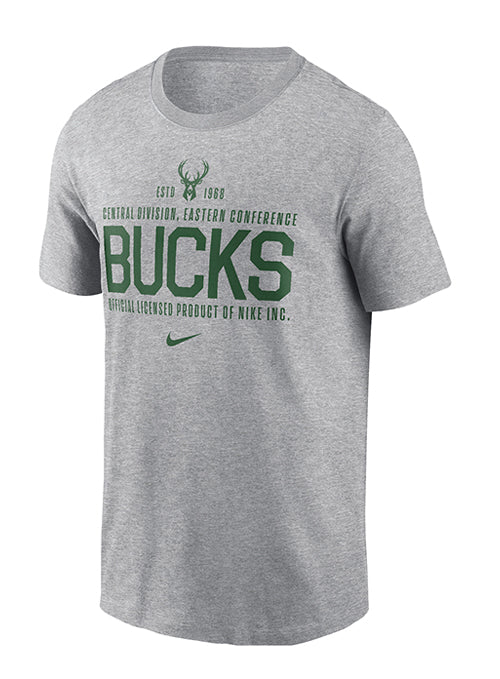 Nike Core Verbiage Grey Milwaukee Bucks T-Shirt