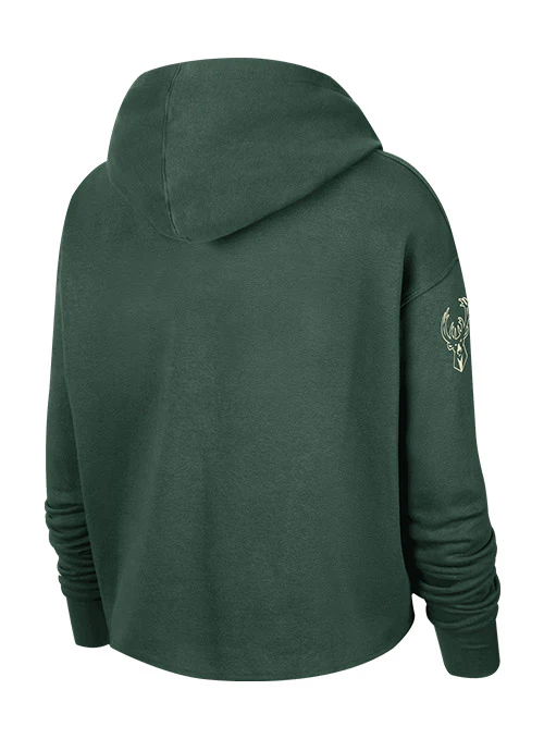 Women's Nike CTS GX Milwaukee Bucks Hooded Cropped Sweatshirt - Image 2