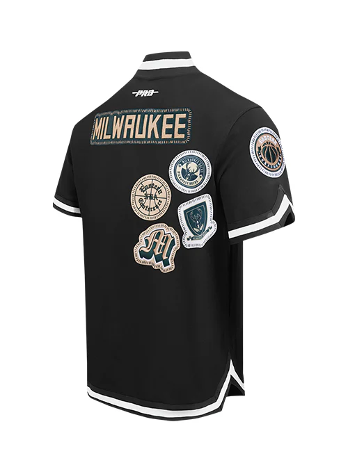 Pro Standard DIY Pick Stitch Milwaukee Bucks Short Sleeve Warm Up Jacket - Image 4