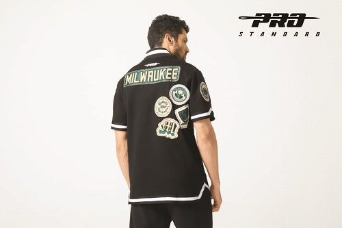Pro Standard DIY Pick Stitch Milwaukee Bucks Short Sleeve Warm Up Jacket - Image 5