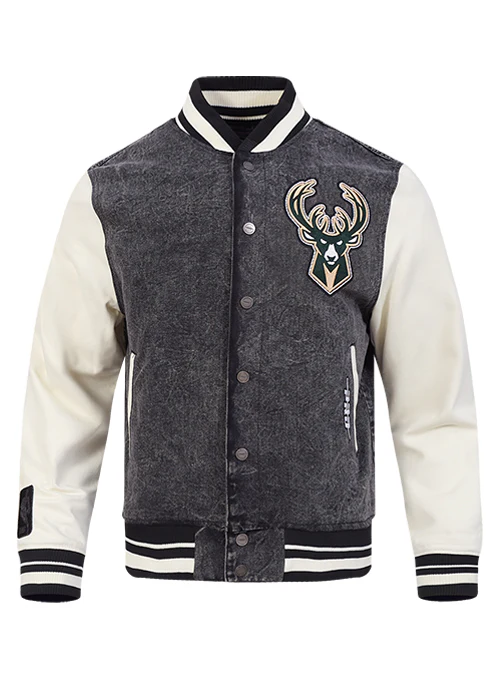 Pro Standard Rebel Washed Milwaukee Bucks Varsity Jacket