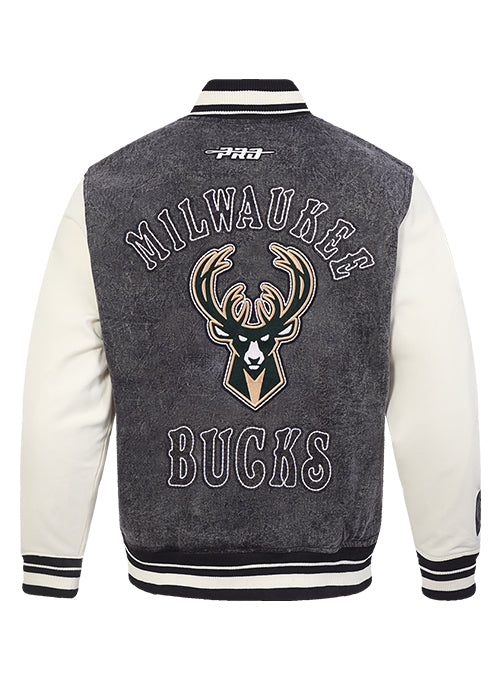 Pro Standard Rebel Washed Milwaukee Bucks Varsity Jacket - Image 2