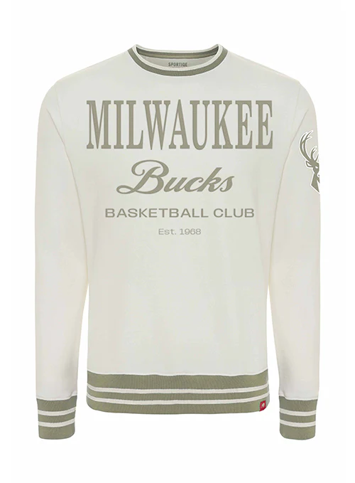Sportiqe Ellington Court Club Milwaukee Bucks Crewneck Sweatshirt