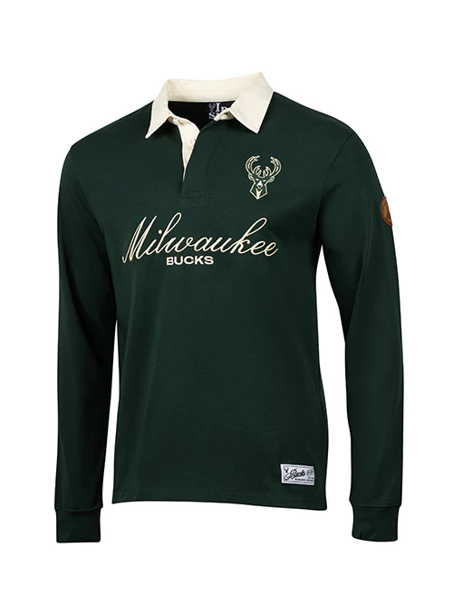 Bucks In Six Leather Ball Milwaukee Bucks Rugby Long Sleeve T-Shirt