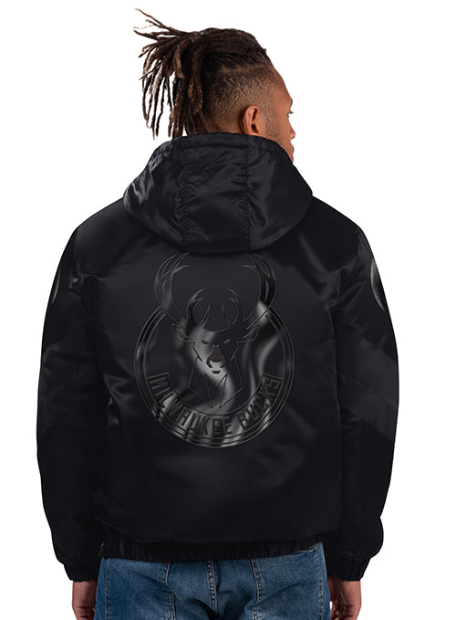 Starter Force Play Black Milwaukee Bucks 1/2 Snap Hooded Pullover Jacket - Image 2