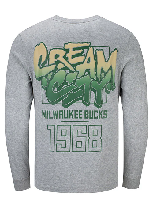 The Wild Collective Cream City Puff Print Milwaukee Bucks Long Sleeve T-Shirt - Image 2