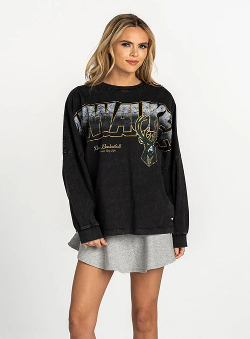 Women's The Wild Collective Premium Milwaukee Bucks Long Sleeve T-Shirt