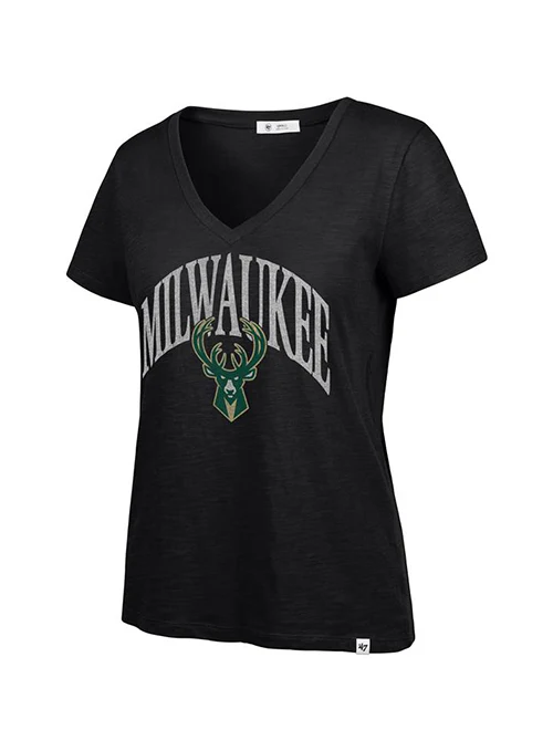 Women's '47 Brand Tried & True Milwaukee Bucks Slub V-neck T-Shirt