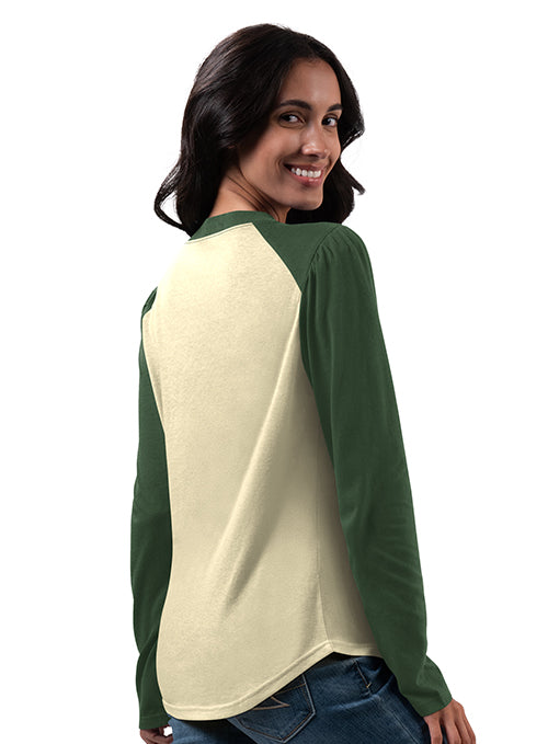 Women's G-III Break Puff Milwaukee Bucks Long Sleeve T-Shirt - Image 2