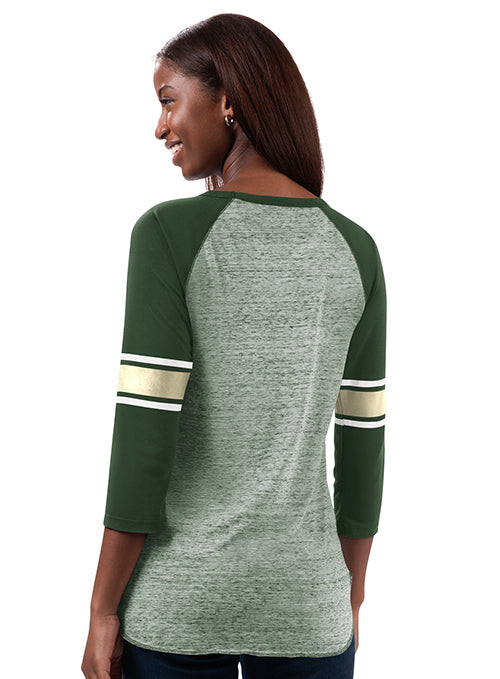 Women's G-III Recover Green Milwaukee Bucks 3/4 Sleeve T-Shirt - Image 2