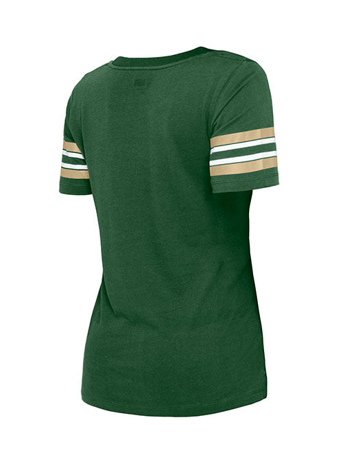 Women's New Era Athletic Stripes Green Milwaukee Bucks T-Shirt - Image 3