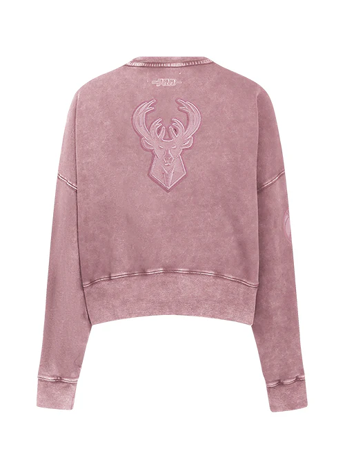 Women's Pro Standard Classic Milwaukee Bucks Washed Crewneck Sweatshirt - Image 3