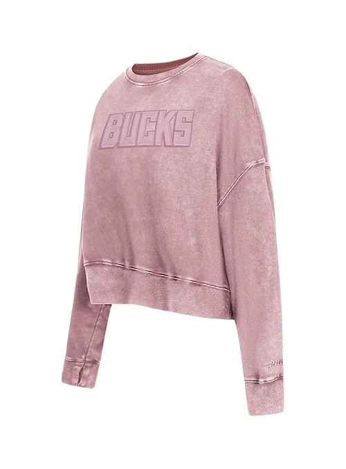 Women's Pro Standard Classic Milwaukee Bucks Washed Crewneck Sweatshirt - Image 4