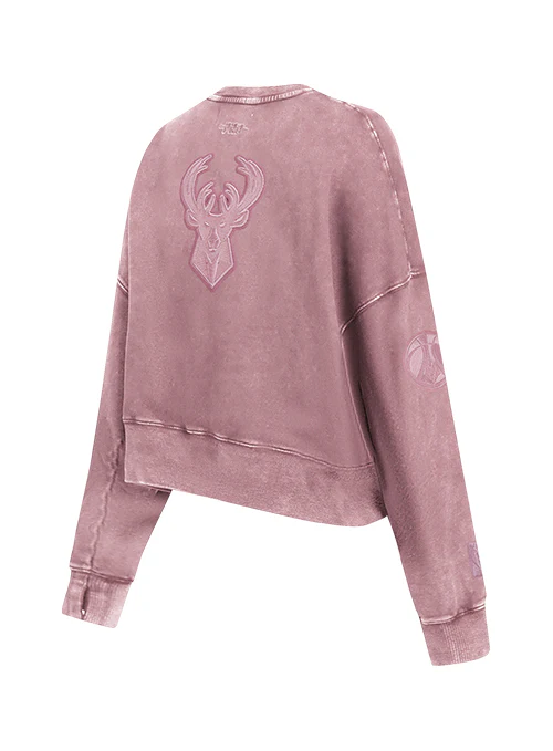 Women's Pro Standard Classic Milwaukee Bucks Washed Crewneck Sweatshirt - Image 5