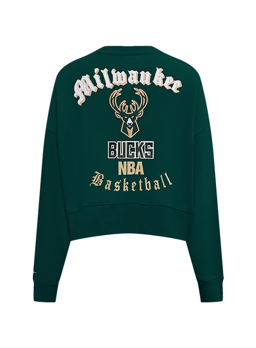 Women's Pro Standard Old English Milwaukee Bucks Crewneck Sweatshirt - Image 2