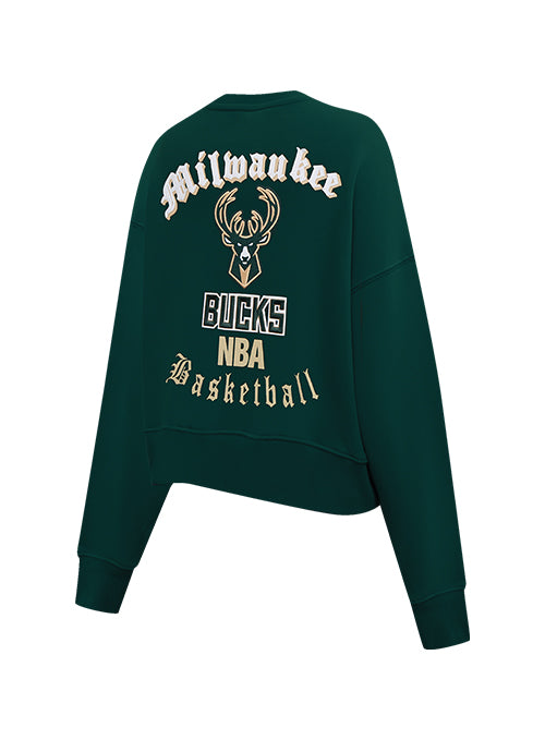 Women's Pro Standard Old English Milwaukee Bucks Crewneck Sweatshirt - Image 4