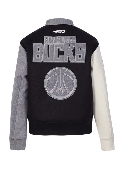 Women's Pro Standard Reverse Terry Milwaukee Bucks Varsity Wool Jacket - Image 2
