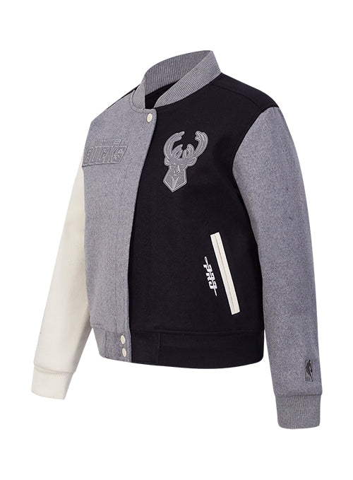 Women's Pro Standard Reverse Terry Milwaukee Bucks Varsity Wool Jacket - Image 3