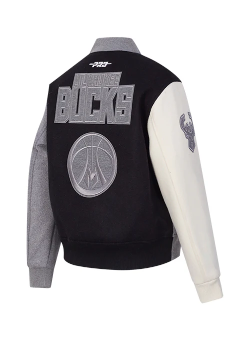 Women's Pro Standard Reverse Terry Milwaukee Bucks Varsity Wool Jacket - Image 4