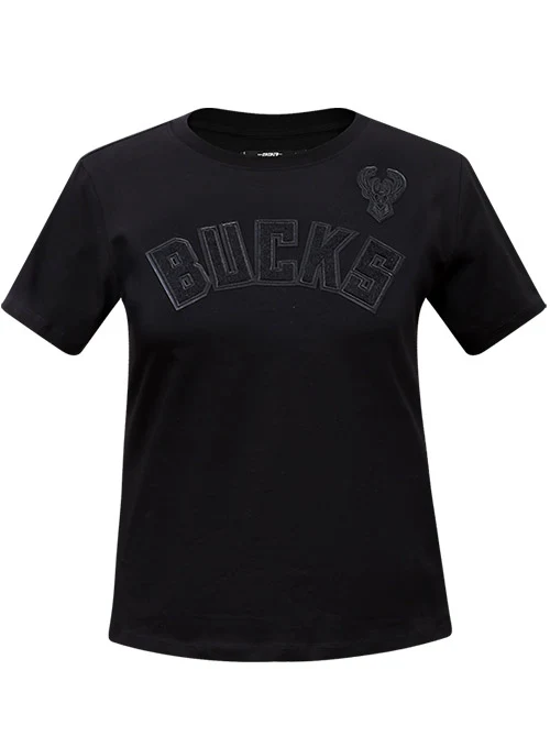 Women's Pro Standard Triple Black Slim Milwaukee Bucks T-Shirt