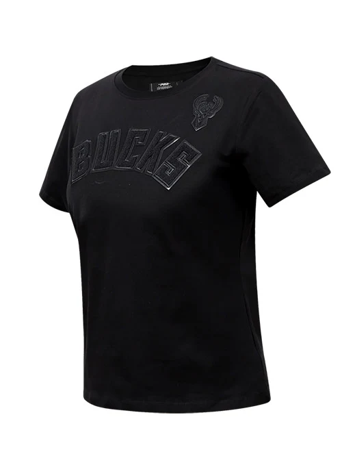 Women's Pro Standard Triple Black Slim Milwaukee Bucks T-Shirt - Image 3