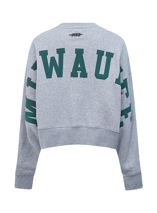 Women's Pro Standard Wingspan Milwaukee Bucks Crewneck Sweatshirt - Image 2