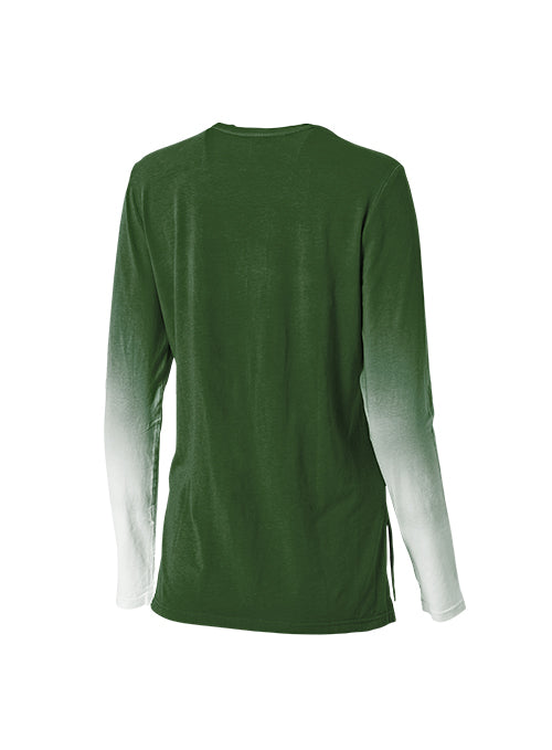 Women's Wear By Erin Andrews Dip Dye Green Milwaukee Bucks Long Sleeve T-Shirt - Image 2