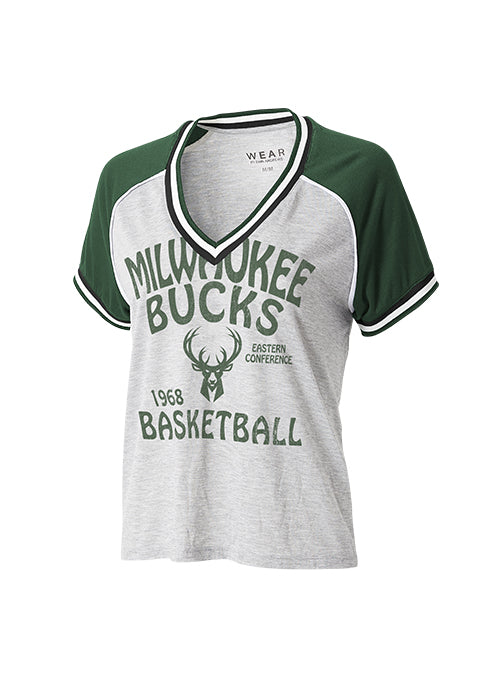 Women's Wear By Erin Andrews Raglan Milwaukee Bucks T-Shirt