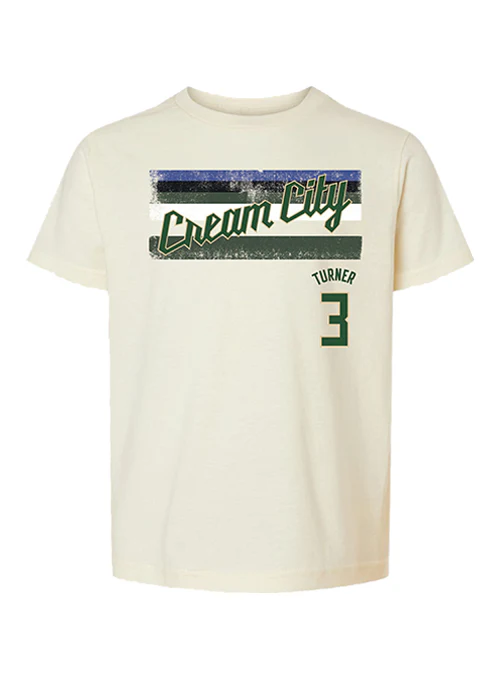 Youth Bucks Pro Shop 2025-26 City Edition Myles Turner Milwaukee Bucks T-Shirt
