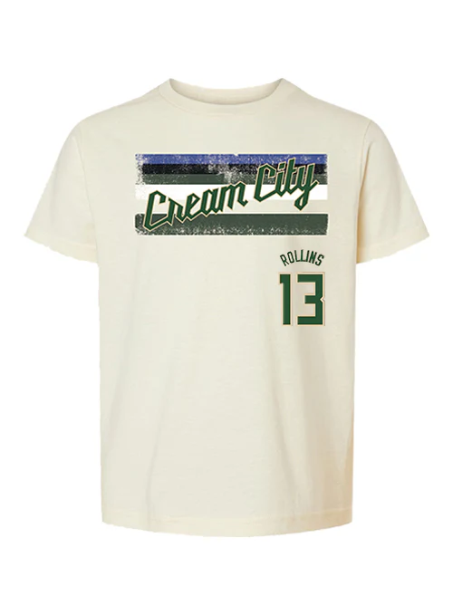 Youth Bucks Pro Shop 2025-26 City Edition Ryan Rollins Milwaukee Bucks T-Shirt