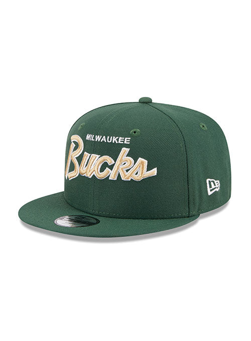 Youth New Era Script 9FIfty Milwaukee Bucks Snapback Hat